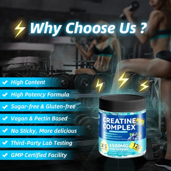 Frasco con gomitas creatina monohidrato