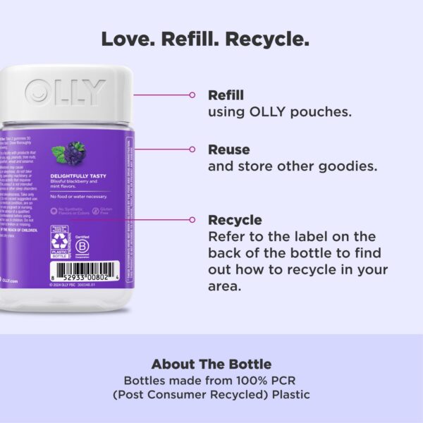 Frasco gomitas OLLY sleep para adultos sabor mora y menta