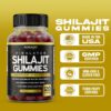 Frasco y gomitas suplemento shilajit vegano dorado