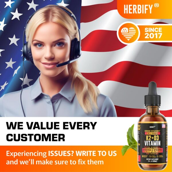 Frasco gotas líquido Vitamina D3 K2 HERBIFY 2 oz