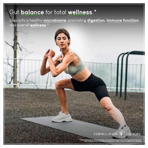 Frasco frontal de Gut Intellect 10 en 1 con probióticos y enzimas