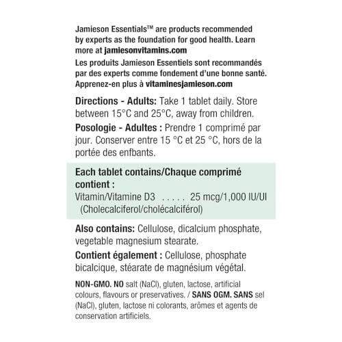 Frasco Jamieson Vitamina D3 soporte sistema inmune y óseo