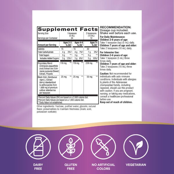Frasco con jarabe de berries para apoyo inmunológico niños