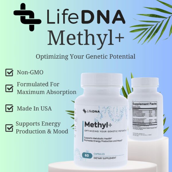 Frasco lateral LIFEDNA Methyl+ multivitamínico metilado