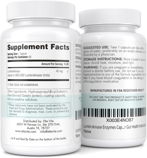 Frasco de Lumbroquinasa para mejorar salud articular y circulación