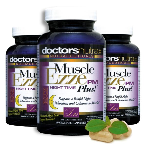 Frasco de Muscle Ezze PM Plus para uso nocturno