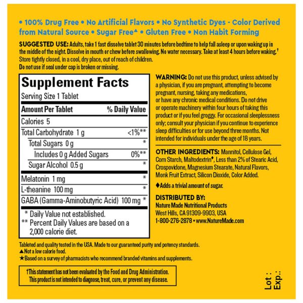 Frasco Nature Made Wellblends suplemento sueño melatonina y L-teanina