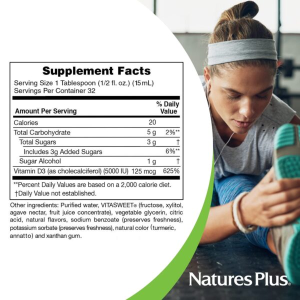 Version 1.0.0 Frasco Natures Plus Liquid Sunshine Vitamina D3 para apoyo óseo y corazón