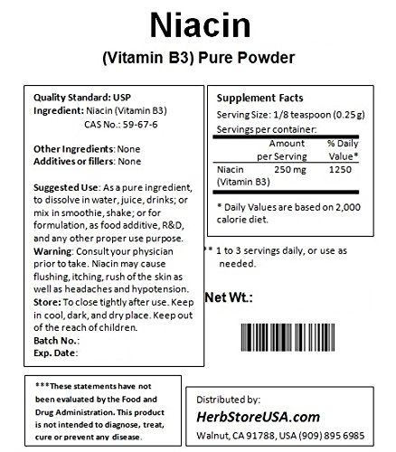 Frasco Niacina polvo frente