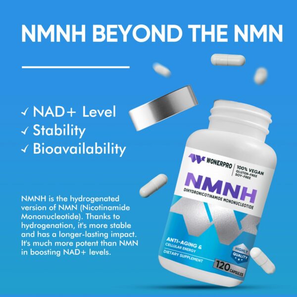 Version 1.0.0 Frasco NMNH y cápsulas en primer plano