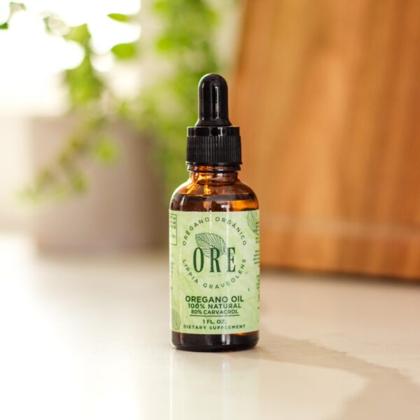 Frasco ORE aceite orégano natural 80 carvacrol 1 onza