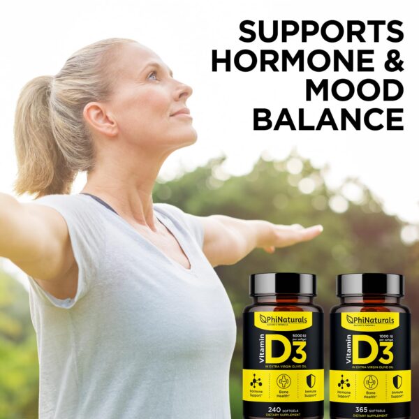 Frasco PhiNaturals vitamina D3 1000 UI cápsulas blandas 365