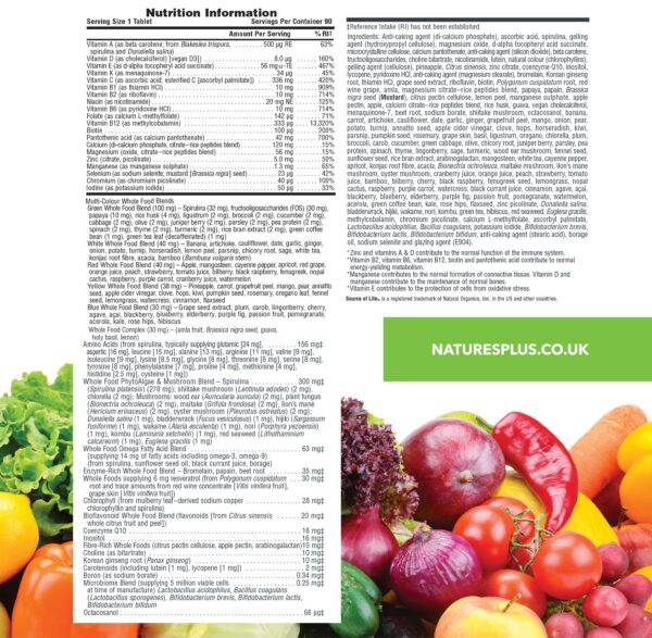 Frasco posterior multivitamínico Natures Plus Source of Life Gold 90 tabletas