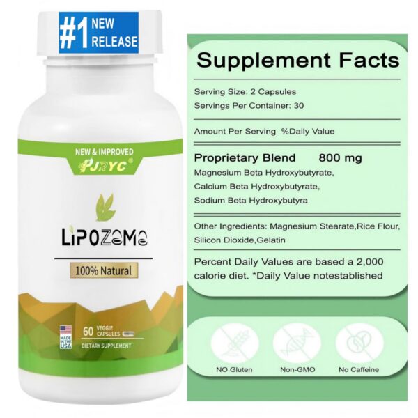 Frasco producto Lipo-zeme BHB suplemento vegano y natural