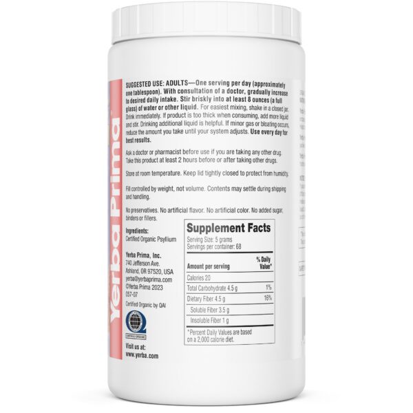 Producto Yerba Prima Psyllium orgánico detalle