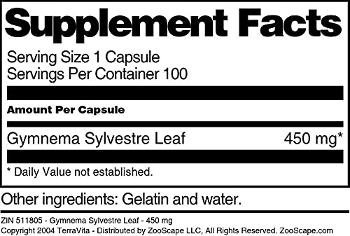 Frasco sellado Gymnema Sylvestre 450 mg 100 cápsulas