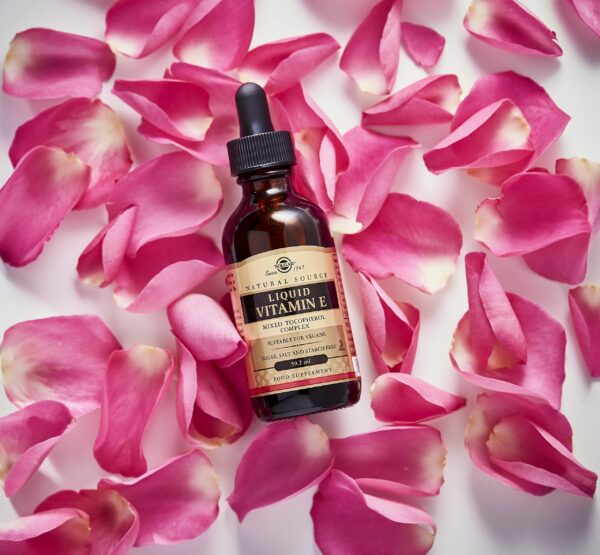 Version 1.0.0 Frasco Solgar vitamina e líquida detalle gotero dosificación