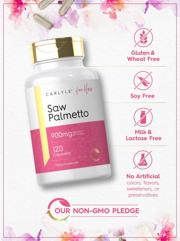 Frasco suplemento Carlyle Saw Palmetto 900mg 120 cápsulas