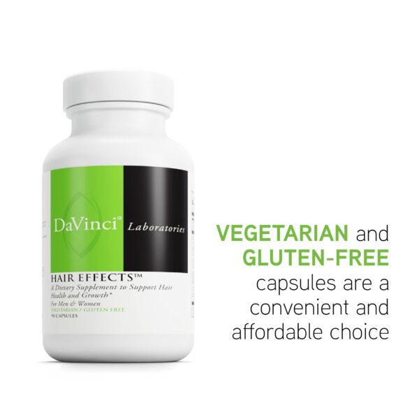 Frasco suplemento DAVINCI Hair Effects con fórmula sin gluten