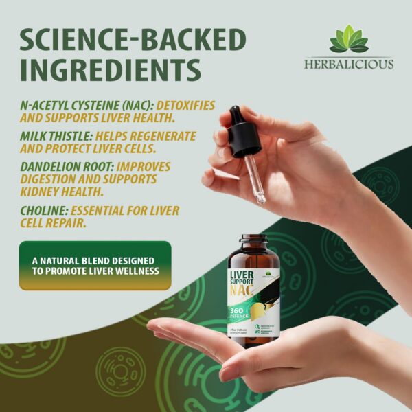 Frasco suplemento detox hepático Liver Support 4 fl oz probiótico