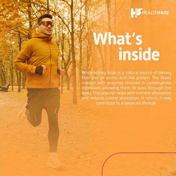 Frasco de suplemento Healthfare extracto frijol blanco 7500mg