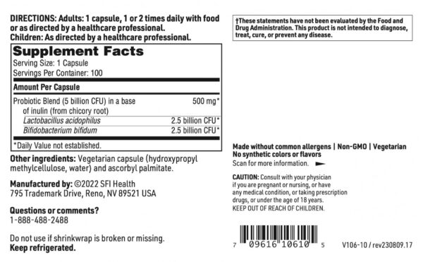 Frasco suplemento Klaire Labs Probiotico soporte salud intestinal