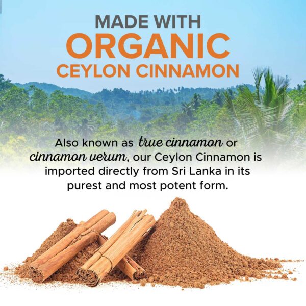 Frasco de suplemento natural de canela Ceylán 1800mg