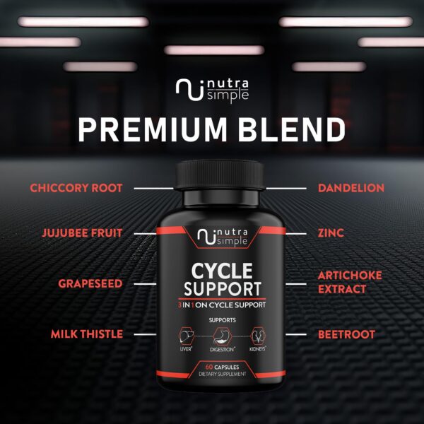 Frasco suplemento Nutra Simple con ingredientes para soporte ciclo