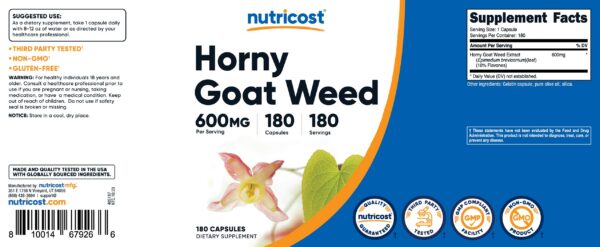 Version 1.0.0 Frasco suplemento Nutricost Horny Goat Weed 600mg
