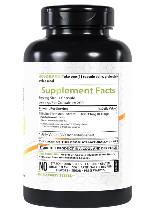 Frasco primario suplemento tribulus terrestris para uso diario