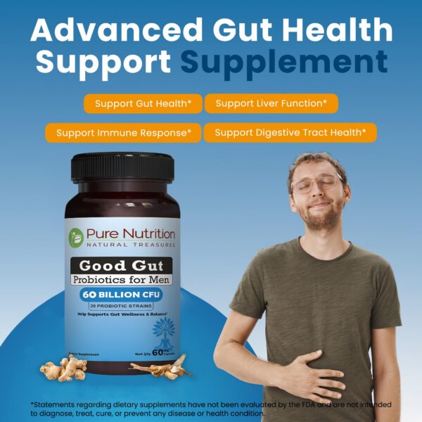 Frasco de suplementos probióticos para hombres sin gluten Pure Nutrition