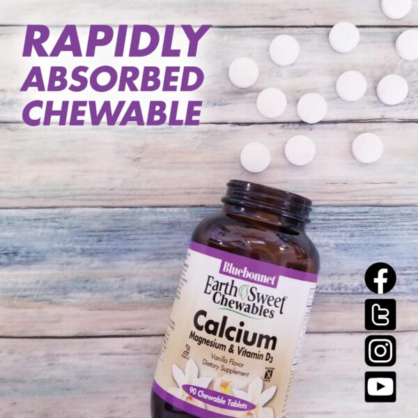 Frasco y tabletas masticables Bluebonnet Calcio Magnesio