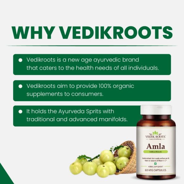 Frasco Vedikroots Amla con etiqueta