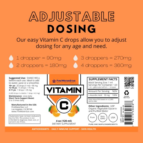 Frasco de vitamina C con etiqueta