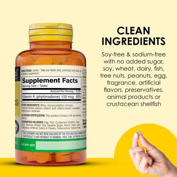 Frasco Mason Natural vitamina k 100 mcg