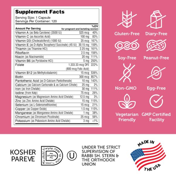 Frasco de vitaminas prenatales Zahler Total One