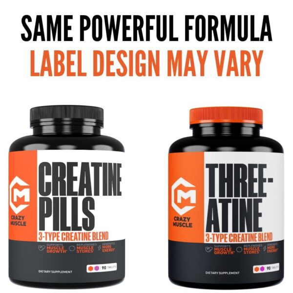 Frasco y tabletas de Crazy Muscle en primer plano