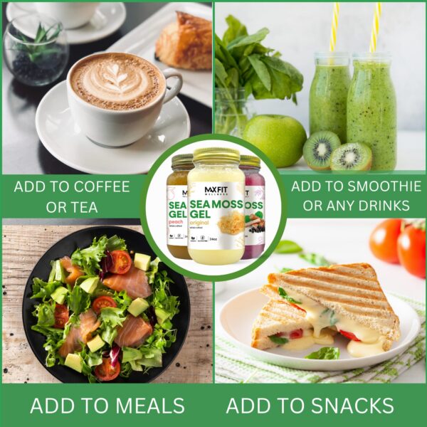 Frascos de gel de musgo de mar con 12 sabores disponibles