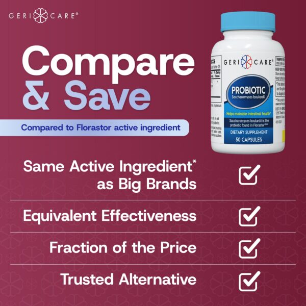 Frascos GeriCare probiótico Saccharomyces Boulardii 500 mg