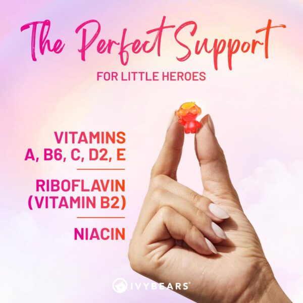 Frascos multivitaminas IvyBears Superpower para nutrición infantil