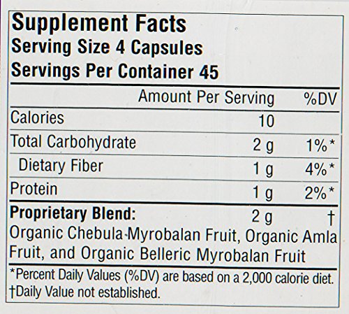 Frascos Triphala Planetary Herbals para balance intestinal