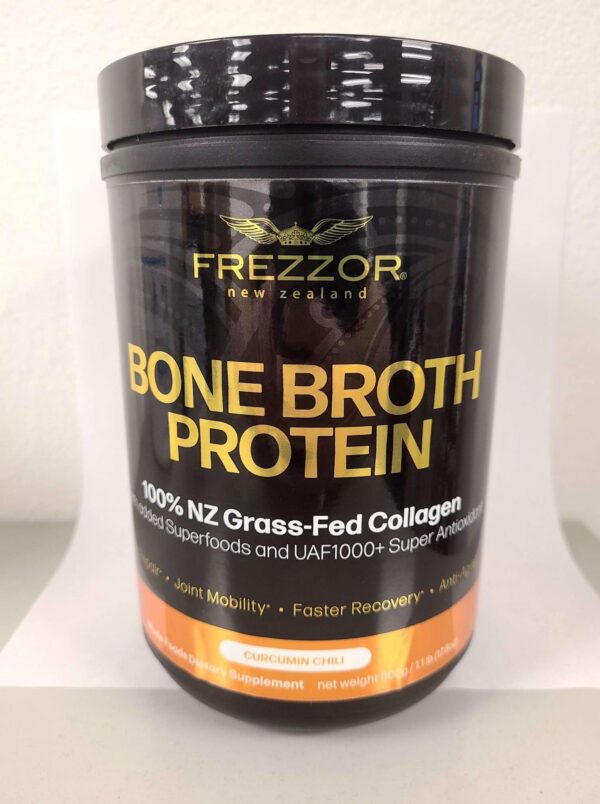 Caja y etiqueta FREZZOR Caldo de Hueso con Colágeno