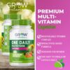 Frutas y verduras orgánicas en multivitaminas grow vitamin mujer
