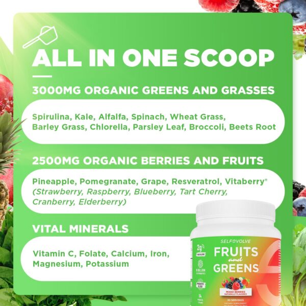 Frutas y verduras polvo probiótico selfevolve