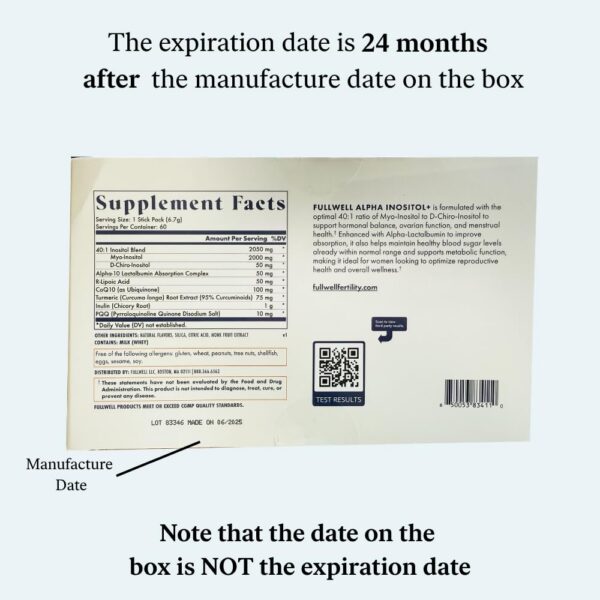 Vista lateral del envase de Inositol