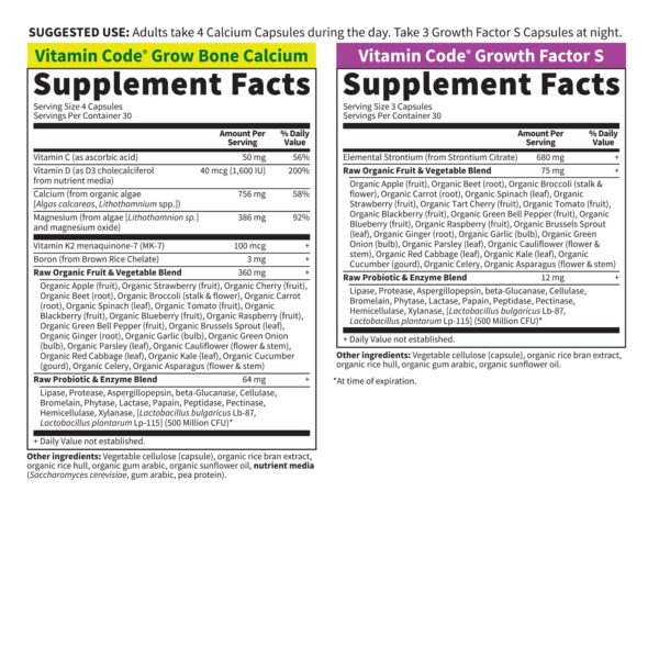 Frasco con información de vitaminas D3 y K2 MK7