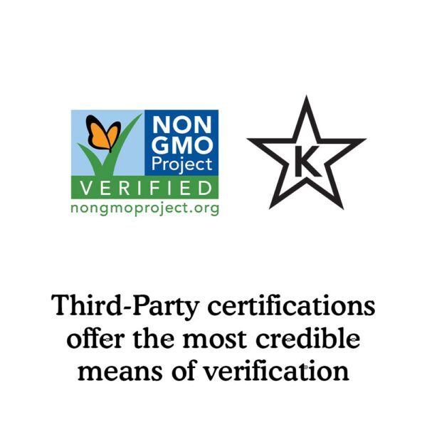 Caja y certificaciones Non-GMO y Kosher