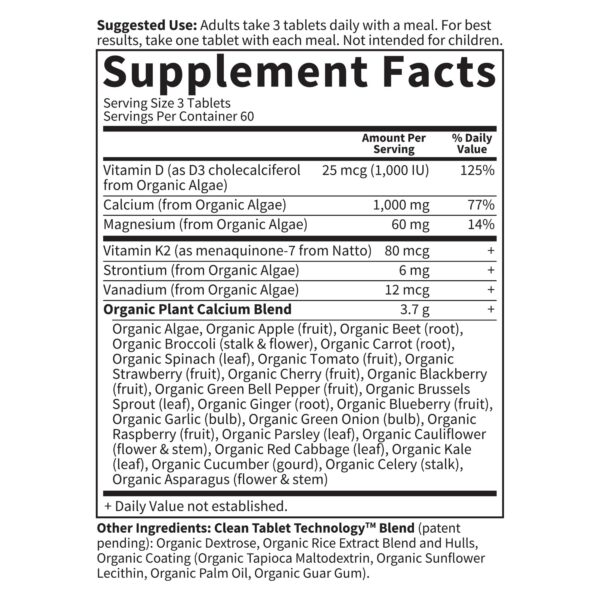 Garden of Life Organics Suplemento de Calcio Vegetal en mesa