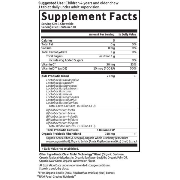 Garden of Life Kids+ probióticos sin gluten 30 tabletas