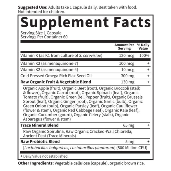 Garden of Life vitamina k cápsulas para huesos y salud cardíaca